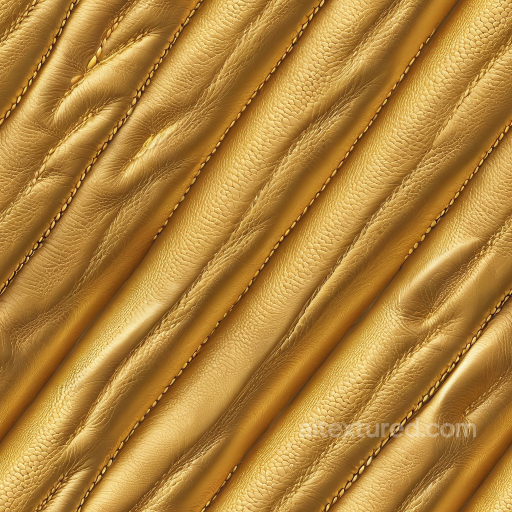 Golden Quilted Leather PBR Texture with Stitched Padded Panels seamless Leather PBR texture