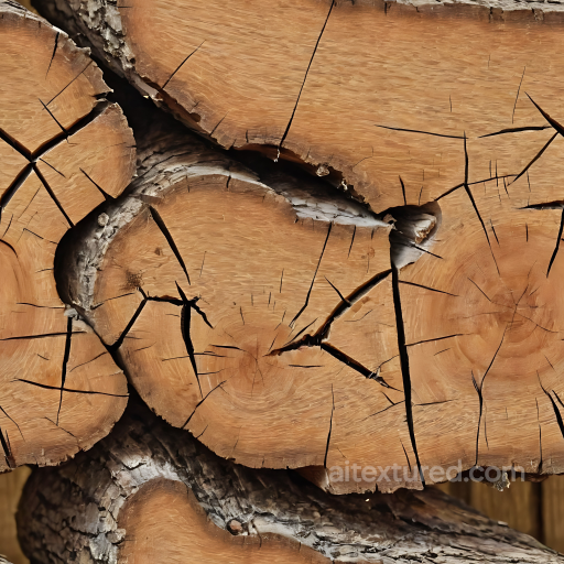 Weathered Oak Log Crosscut PBR Texture with Natural Cracks seamless Wood PBR texture