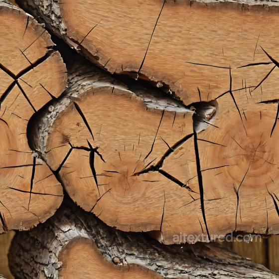 Weathered Oak Log Crosscut PBR Texture with Natural Cracks Wood texture preview