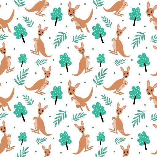 Cartoon Kangaroo Pattern PBR Texture with Playful Green Foliage seamless Pattern Bundle PBR texture