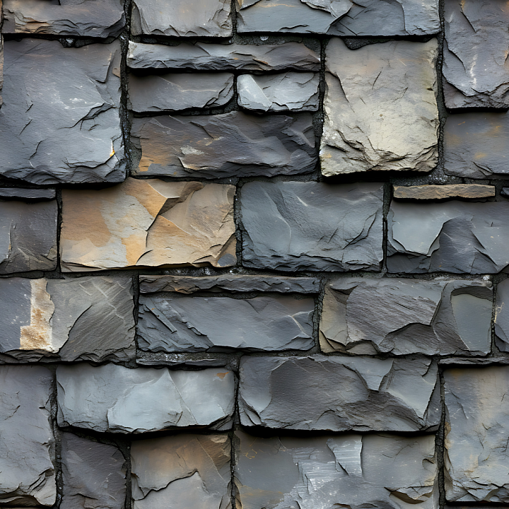 Weathered Slate Stone Wall with Rough Fractured Surfaces seamless PBR texture preview