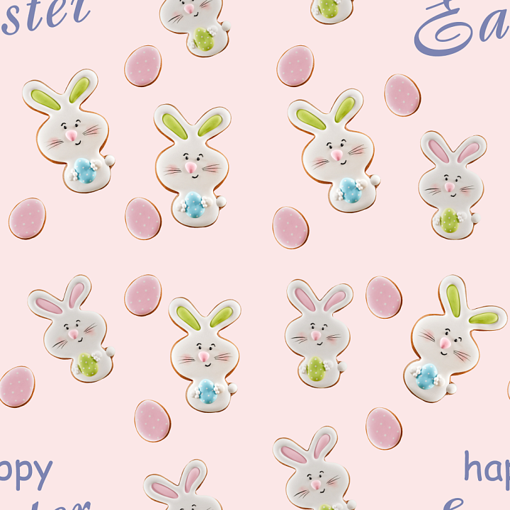 Easter Bunny and Polka Dot Egg Digital Paper seamless PBR texture preview