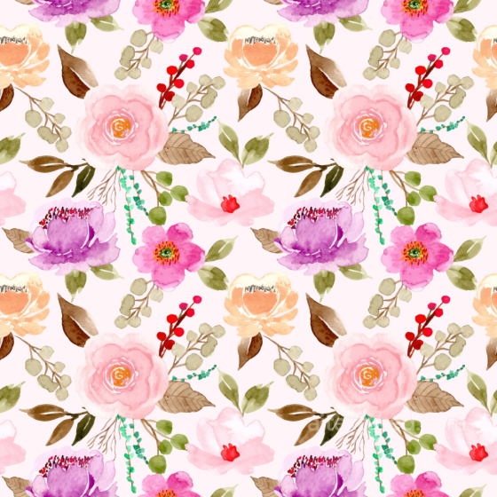 Watercolor Floral Texture with Pastel Pink and Lavender Flowers Floral texture preview