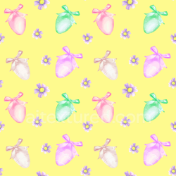 seamless Seamless 3D PBR Texture of Pastel Easter Eggs and Flowers on Yellow Background texture 8k free download PBR