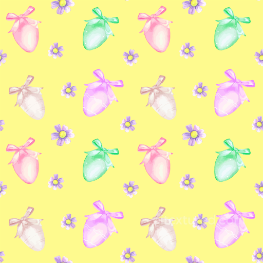All Christmas Digital paper Texture of Pastel Easter Eggs and Flowers on Yellow Background seamless All Christmas Digital paper PBR texture