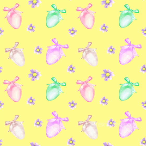 All Christmas Digital paper Texture of Pastel Easter Eggs and Flowers on Yellow Background All Christmas Digital paper texture preview