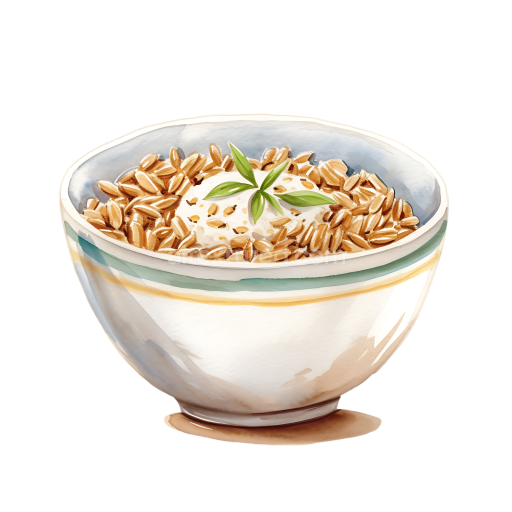 Breakfast Bowl with Wild Rice Cereal and Creamy Topping Illustration