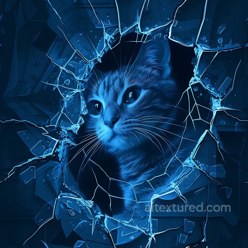 cracked and shattered glass PBR texture with shattered holes and blue tinted pattern seamless Cracked & Holes PBR texture