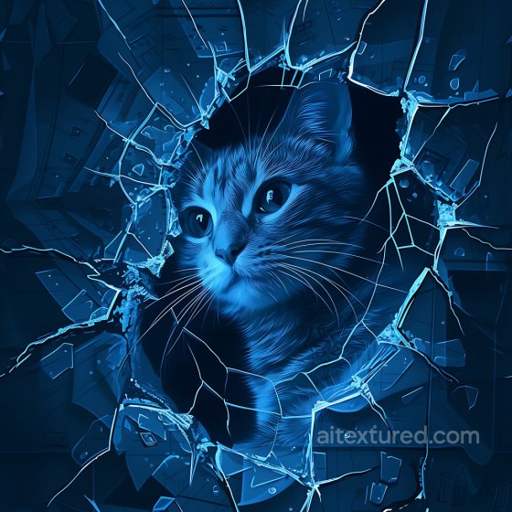cracked and shattered glass PBR texture with shattered holes and blue tinted pattern Cracked & Holes texture preview