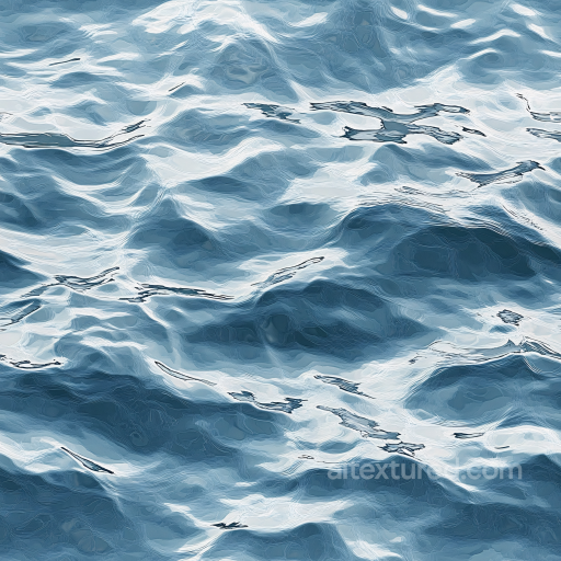 Water PBR Texture of Stylized Ocean Surface with Reflective Waves seamless Water PBR texture