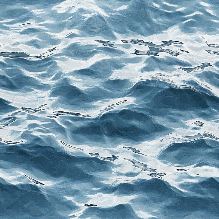 Water of Stylized Ocean Surface with Reflective Waves seamless PBR texture preview