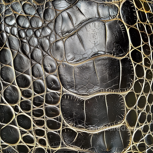Crocodile Embossed Black Leather PBR Texture with High-Gloss Finish seamless Leather PBR texture