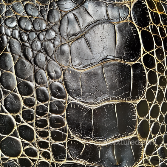 Crocodile Embossed Black Leather PBR Texture with High-Gloss Finish Leather texture preview