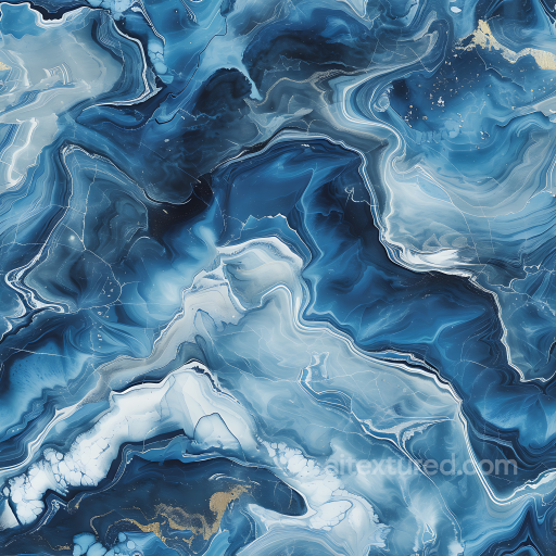 Blue Marble PBR Texture with Fluid Veins and Gold Highlights seamless Marble PBR texture