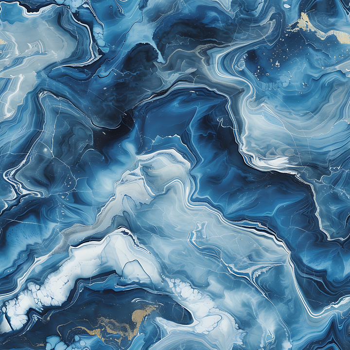 Blue Marble with Fluid Veins and Gold Highlights seamless PBR texture preview