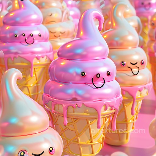 Inflated PBR Texture of Glossy Pink Swirled Soft Polymer seamless Inflated PBR texture