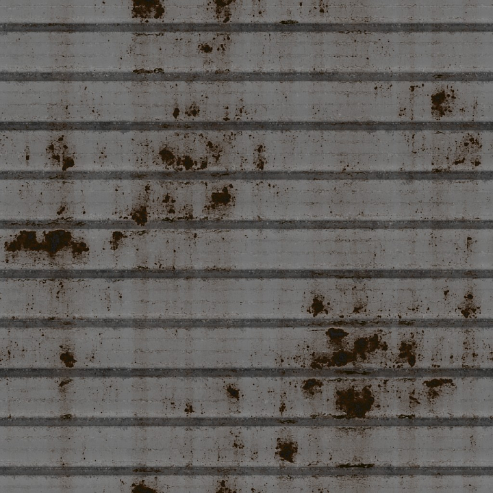 Archviz Corrugated Metal Rust Rusted Sci Scifi seamless PBR texture preview