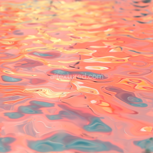 Seamless 3D Water PBR Texture Featuring Stylized Colorful Surface with Smooth Wave Ripples