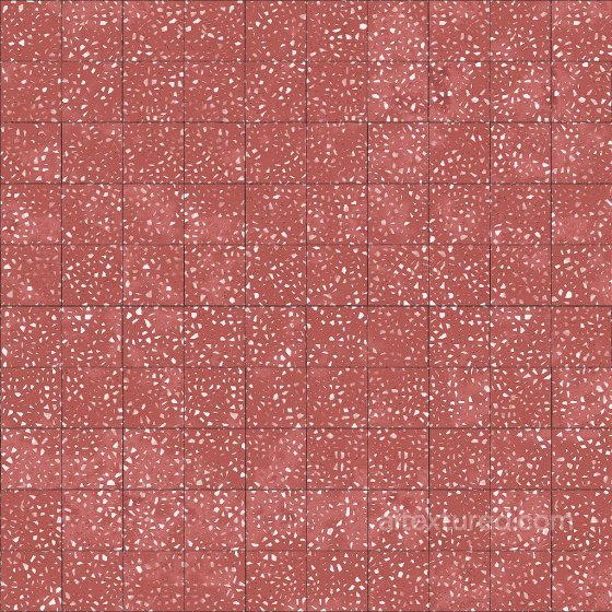 Red or Pink Terrazzo Tile Texture with Black and White Fragments | Free PBR Marble texture preview
