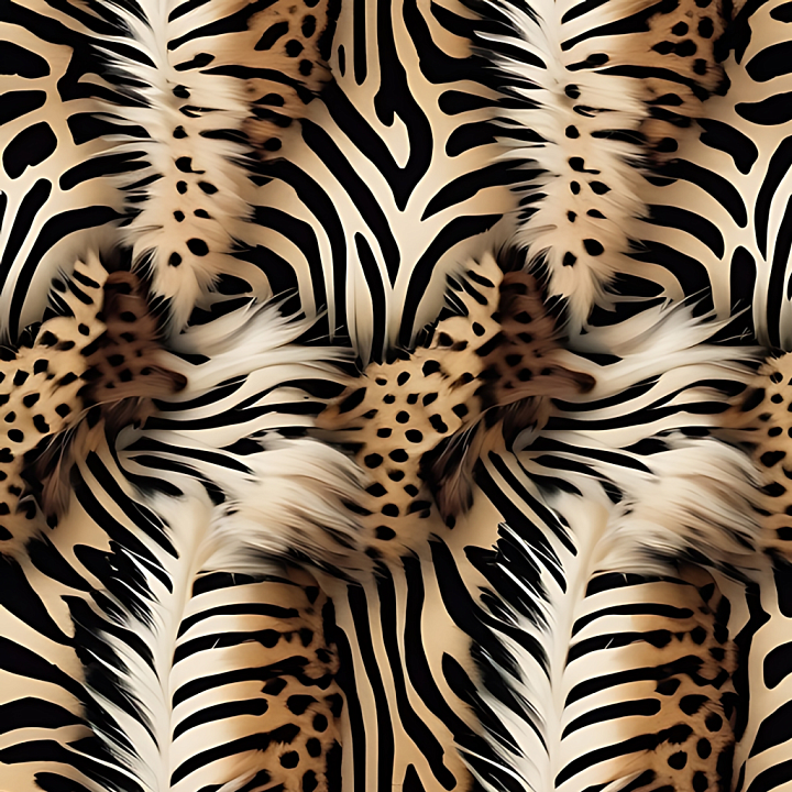 Leopard Print Fur with Zebra-like Stripes seamless PBR texture preview