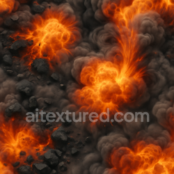 seamless Seamless 8k PBR 3d texture of charred rubble with burst flames and explosion ripple effects texture 8k free download PBR