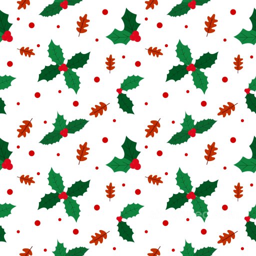 Pattern PBR Texture with Holly Leaves and Oak Acorns in Festive Holiday Colors seamless Pattern Bundle PBR texture
