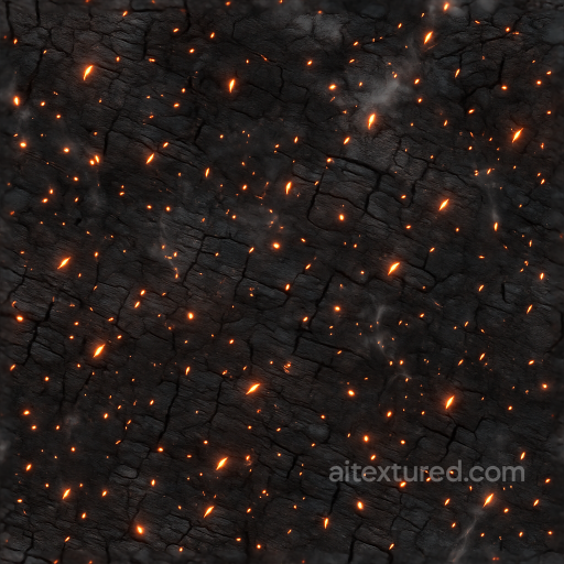 Fire Sparks And Fire Spark Dust On Charred Wood seamless Fire PBR texture