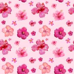 Pattern Bundle - Seamless 3D Pattern PBR Texture with Watercolor Pink Hibiscus Flowers on Soft Pink Backgr… texture preview