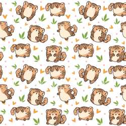 Pattern Bundle - Seamless 3D Pattern PBR Texture Featuring Cute Cartoon Leopard Motifs with Heart and Leaf… texture preview