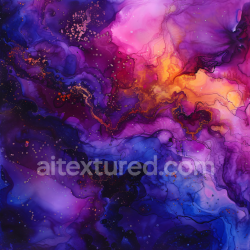 seamless Seamless 3D Alcohol Ink PBR Texture with Violet and Gold Fluid Waves and Swirling Marbling texture 8k free download PBR