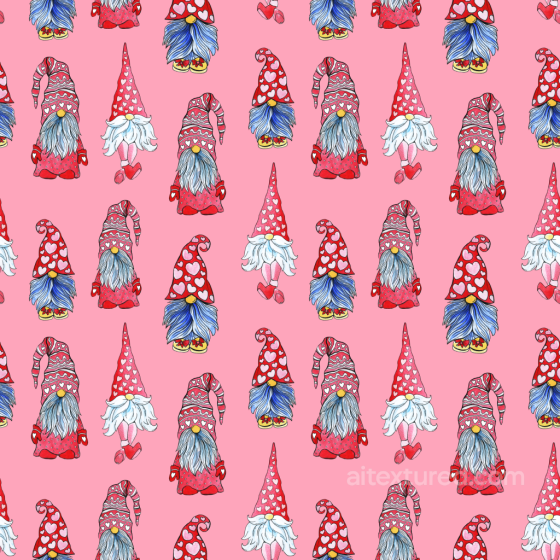 with Cute Valentine Gnome Pattern on Pink Background All Easter Digital paper texture preview