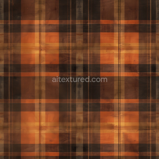 Seamless 3D PBR Plaid Fabric Texture in Warm Brown and Orange Tones