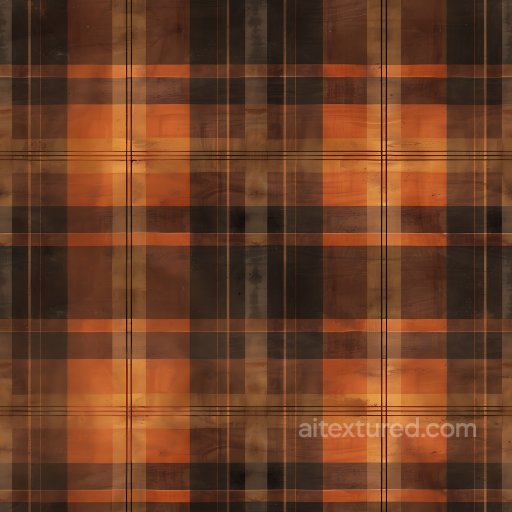 Seamless 3D PBR Plaid Fabric Texture in Warm Brown and Orange Tones texture preview