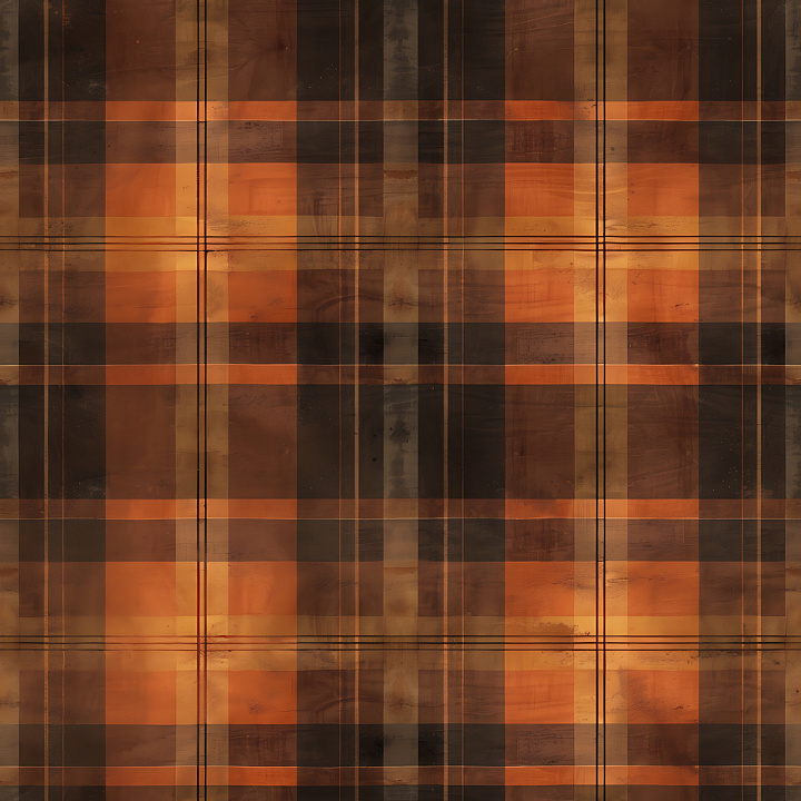 Plaid Fabric in Warm Brown and Orange Tones seamless PBR texture preview