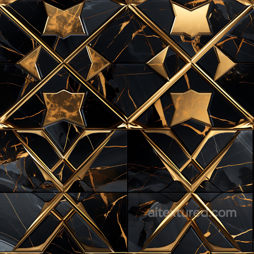 Black Marble and Gold Patterned Flooring PBR Texture seamless Marble PBR texture