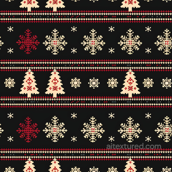 Christmas Fabric Texture With Pixelated Snowflake And Tree Pattern All Christmas Digital paper texture preview