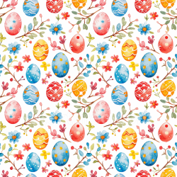 seamless Seamless 3D PBR Texture of Colorful Watercolor Easter Eggs and Floral Pattern texture 8k free download PBR