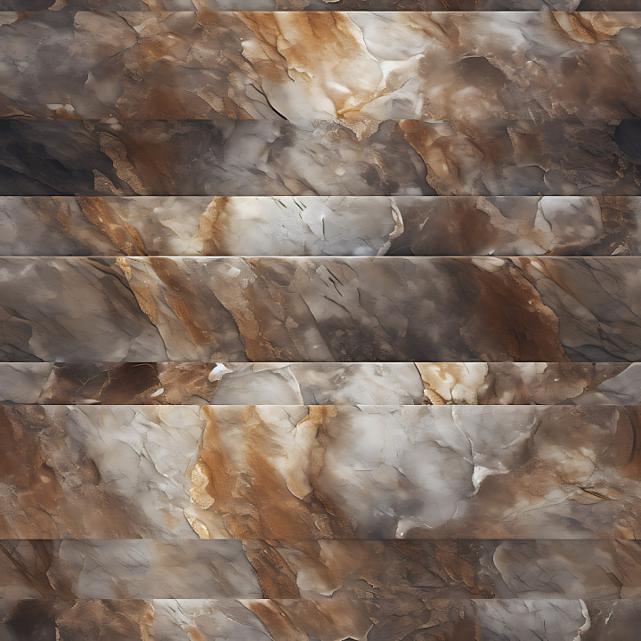 Brown and Gray Marble Steps with Polished Stone Veins seamless PBR texture preview