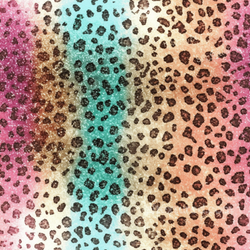 Colorful Leopard Print Fabric Texture with Gradient Stripes seamless Leopard Print PBR texture