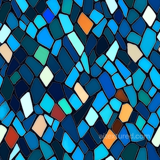 Mosaic PBR Texture with Vibrant Blue Ceramic Tiles and Irregular Shapes Mosaic texture preview