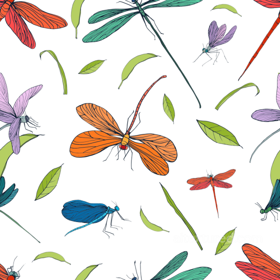 with Vibrant Dragonflies and Leaves Pattern Dragonfly texture preview