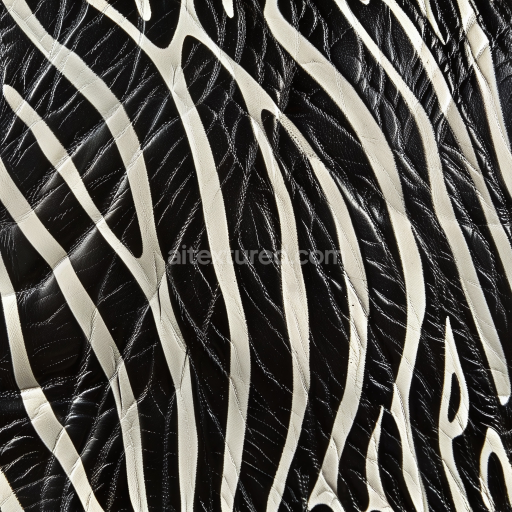 Seamless 3D PBR Glossy Black Leather Texture with White Abstract Patterns