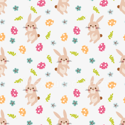 seamless Seamless 3D PBR Texture Featuring Playful Easter Bunny and Colorful Eggs Pattern texture 8k free download PBR