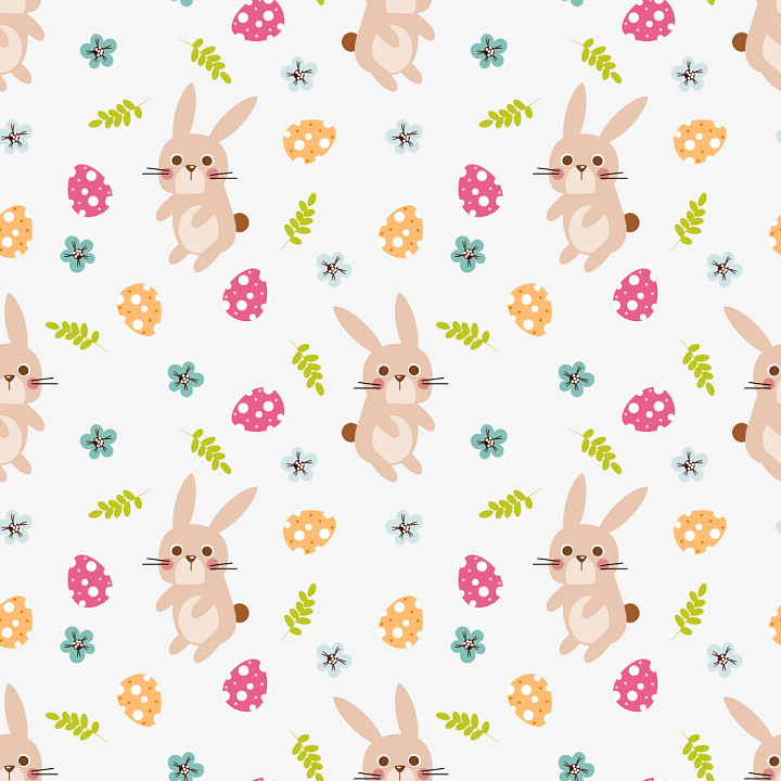 Featuring Playful Easter Bunny and Colorful Eggs Pattern seamless PBR texture preview