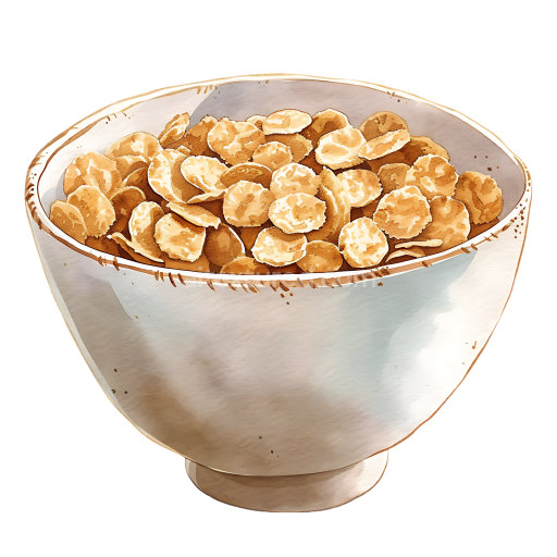 Breakfast Wheat Bran Cereal Bowl Illustration in Warm Earth Tones