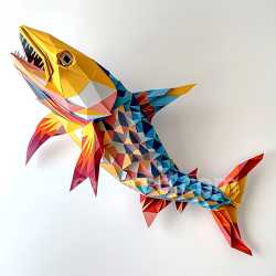 seamless Seamless 3D PBR Texture Featuring Geometric Barracuda Pattern in Vibrant Hues texture 8k free download PBR