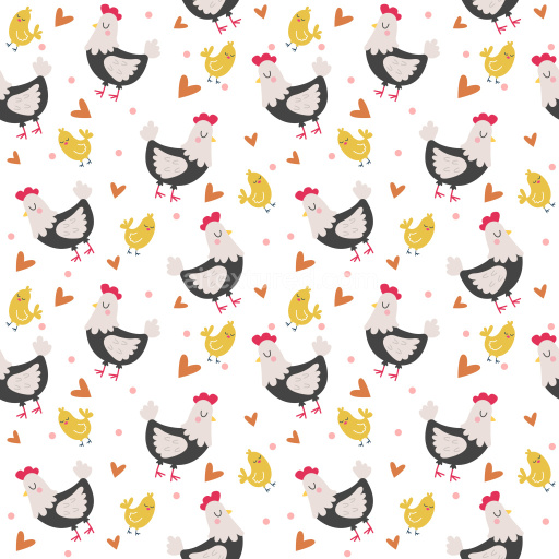 Pattern Bundle - Seamless 3D Pattern PBR Texture with Playful Chicken and Heart Motifs in Soft Pastel Colo… texture preview