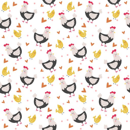 Pattern PBR Texture with Playful Chicken and Heart Motifs in Soft Pastel Colors seamless Pattern Bundle PBR texture