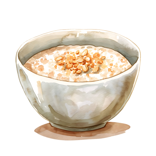 Watercolor Style Multigrain Porridge Breakfast Bowl Illustration