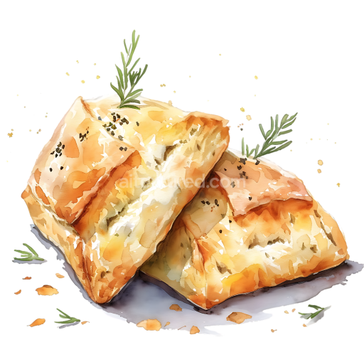 Savory Scones Breakfast Illustration in Watercolor Style with Fresh Herbs
